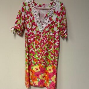 Lilly Pulitzer Floral Dress in Pink, Green, and Orange